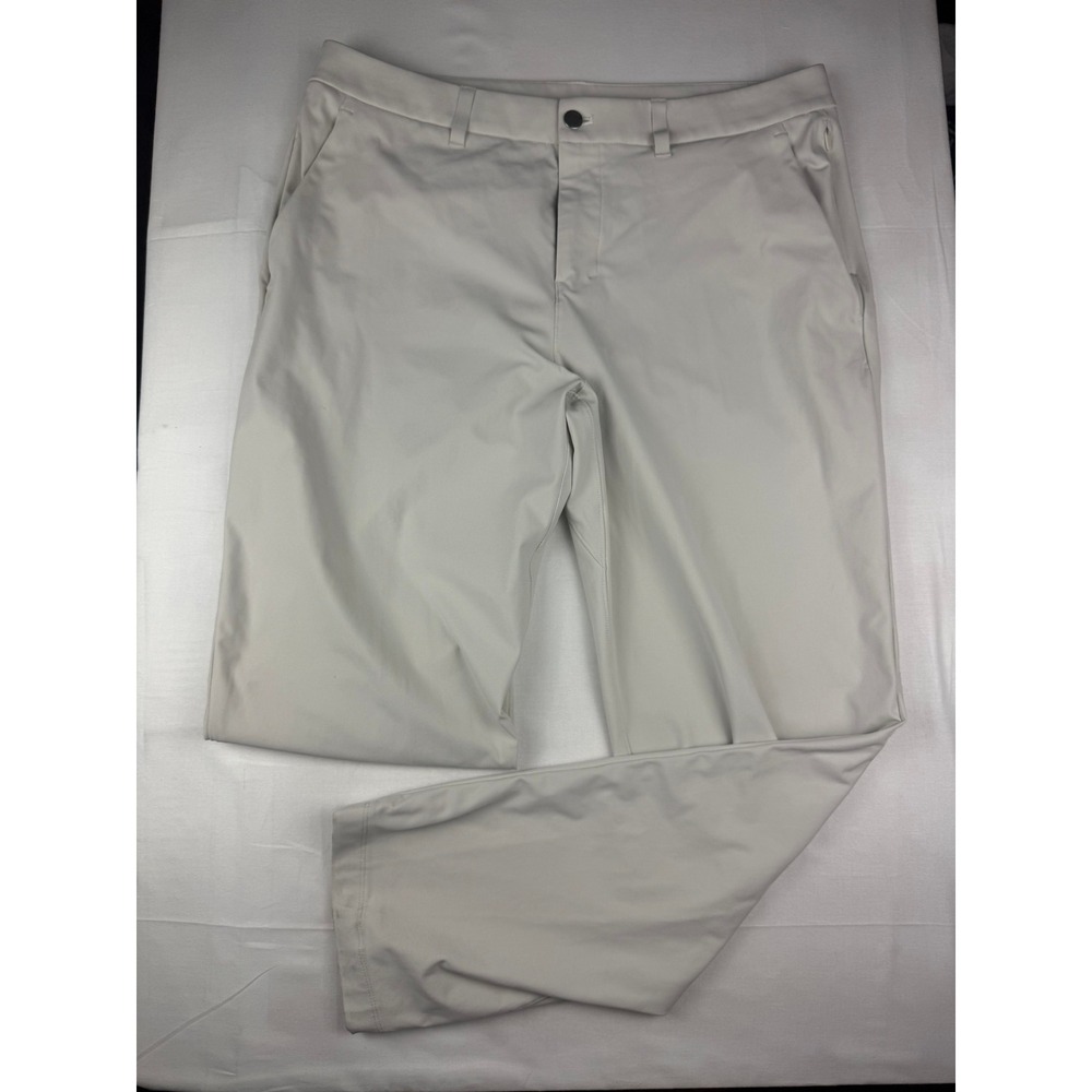Lululemon ABC ClassicFit 5 Pocket Trouser 35/30White/Grey Warpstreme LM5AOSS